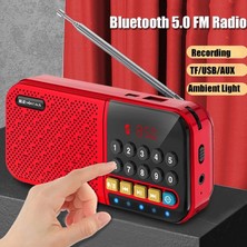 Ganbao Kırmızı Taşınabilir Fm Radyo Kablosuz Bluetooth Hoparlör Kaydedici Mp3 Müzik Çalar LED Dijital Ekran ile Destek Tf Kart USB Oynat (Yurt Dışından)