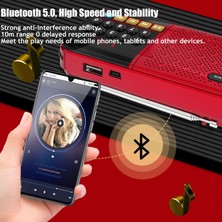 Ganbao Kırmızı Taşınabilir Fm Radyo Kablosuz Bluetooth Hoparlör Kaydedici Mp3 Müzik Çalar LED Dijital Ekran ile Destek Tf Kart USB Oynat (Yurt Dışından)