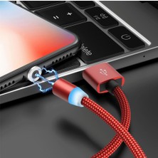 Ganbao 1m Kırmızı Kablo Manyetik USB Kablosu Hızlı Şarj USB C Tipi Kablo Mıknatıslı Şarj Cihazı Veri Şarjı Mikro USB Kablosu Cep Telefonu Kablosu USB Kablosu Kablosu (Yurt Dışından)