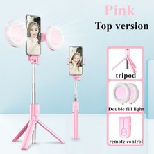 Ganbao Pembe Çift Işıklı Selfie Çubuğu LED Halka Işık Uzatılabilir Canlı Tripod Standı 3'ü 1 Arada Monopod Telefon Bağlantısı ile iPhone x 8 Android Akıllı Telefon Için (Yurt Dışından)