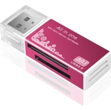 Ganbao Kırmızı Mini 4 In 1 Bellek Adaptörü Kart Okuyucu Renkli Flash USB 2.0 Mikro Taşınabilir Mini Çubuk Sd Sdhc Dv Tf T-Flash M2 Mmc Ms Pro Duo (Yurt Dışından)