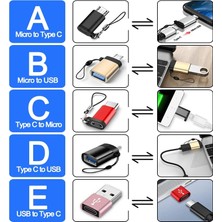 Ganbao Micrototypec F Siyah 4 Takım Tip C - USB 3.0 Otg Adaptörü Macbookpro Xiaomi Huawei Samsung Telefon Için Şarj Kablosu Şarj Cihazı Tipi C - Mikro USB Kablosu (Yurt Dışından)