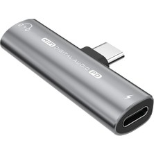 Ganbao Gri Typec 3.5mm Dişi Kulaklık Adaptörü Kulaklık Ses Dönüştürücü 32BIT 384KHZ Dijital Dekoder Dac Akıllı Çip Pd 27W Şarj USB C (Yurt Dışından)