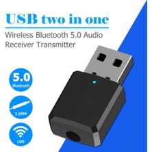 Ganbao USB Bluetooth 5.0 Dongle Adaptörü 2 In 1 Kablosuz Müzik Ses Alıcısı Verici Araba Pc Bilgisayar Tv Hoparlör Kulaklıklar (Yurt Dışından)