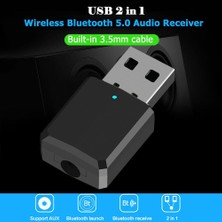 Ganbao USB Bluetooth 5.0 Dongle Adaptörü 2 In 1 Kablosuz Müzik Ses Alıcısı Verici Araba Pc Bilgisayar Tv Hoparlör Kulaklıklar (Yurt Dışından)