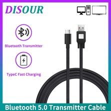 Ganbao Siyah 2 In 1 Bluetooth 5.0 Verici Kablosu Akıllı USB Şarj Kablosu Ofis Ev Için Tip C Kablo Tv Pc Için Anahtarı Dock Ps Konsolu (Yurt Dışından)