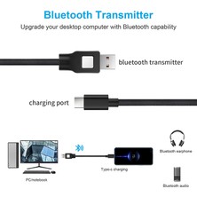 Ganbao Siyah 2 In 1 Bluetooth 5.0 Verici Kablosu Akıllı USB Şarj Kablosu Ofis Ev Için Tip C Kablo Tv Pc Için Anahtarı Dock Ps Konsolu (Yurt Dışından)