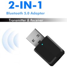 Ganbao Siyah Bluetooth 5.0 Kablosuz Av Alıcısı-Vericisi Alıcı Mini USB 3.5mm Aux Jack Stereo Müzik Kablosuz Bluetooth Adaptörü Tv Pc Için Araba Hoparlörü (Yurt Dışından)
