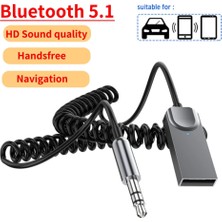 Ganbao Bir Bluetooth 5.1 Kablosuz Bluetooth 5.1 Adaptör Aux Ses Kablosu Arabalar Için USB Bluetooth 3.5mm Jaklar Alıcı Müzik Hoparlörler Dongle Handfree (Yurt Dışından)