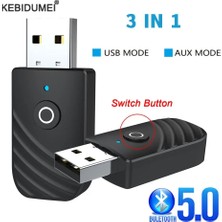 Ganbao Siyah Bluetooth 5.0 Ses Adaptörü Alıcı Verici 3.5mm Auxjack Stereo Ses Adaptörü Mini Tv Pc Araç Kiti Için USB Dongle Adaptörü (Yurt Dışından)