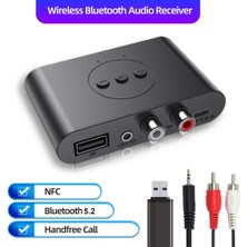 Ganbao Rca Kablosuz Ses Alıcısı ile Bluetooth 5.2 Nfc Ses Adaptörü U Disk Rca 3.5mm Aux Jack Stereo Müzik Alıcısı Araba Hoparlörü Amplifikatör (Yurt Dışından)