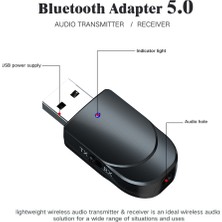 Ganbao Siyah 3 In 1 Bluetooth 5.0 Ses Alıcı Verici 3.5mm Jack Aux USB Stereo Müzik Kablosuz Adaptör Tv Araba Pc Kulaklıklar (Yurt Dışından)