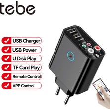 Ganbao Siyah Ab Tebe 2 In 1 Bluetooth 5.0 Alıcı Verici 3.5mm Rca Kablosuz Ses Adaptörü U Disk/tf Oyun Desteği App Kontrolü USB Şarj Aleti (Yurt Dışından)