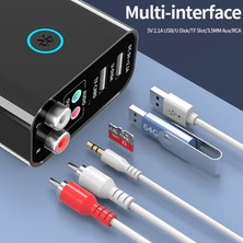 Ganbao Siyah Ab Tebe 2 In 1 Bluetooth 5.0 Alıcı Verici 3.5mm Rca Kablosuz Ses Adaptörü U Disk/tf Oyun Desteği App Kontrolü USB Şarj Aleti (Yurt Dışından)