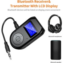 Ganbao Bt-11 Bluetooth 5.0 Kablosuz Av Alıcısı-Vericisi Alıcı 3.5mm Jack Aux Kablosuz Ses Adaptörü LCD Ekran Tv Hoparlörü Için Mikrofon ile Araba Stereo (Yurt Dışından)