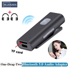 Ganbao BT002TF Yaka Bluetooth 5.0 Alıcı 3.5mm Aux Tf Kart Jakı Kablosuz Ses Adaptörü Pc Için Mic ile Dizüstü Bilgisayar Hoparlörü Kulaklık Çok Noktalı (Yurt Dışından)