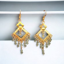 Kristal Zarafeti Baklava Dilimi Sallantılı Küpeler