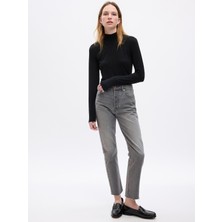 Gap Kadın Siyah Bağcıklı Balıkçı Yaka T-Shirt