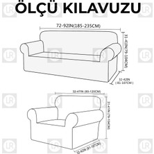 riselerhome Riselerhome Jakarlı 3kişilik Lastikli Koltuk Kılıfı Çekyat Koltuk Örtüsü Streç Esnek Kanepe Kılıfı Düz Desen Antrasit