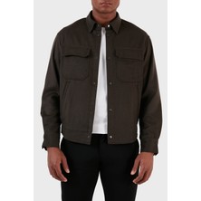 Emporio Armani Yün ve Kaşmir Karışımlı Regular Fit Gömlek Erkek Gömlek 6R1C61 1ntyz 05A6