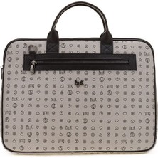 Bilik Deri Monogram Gri/Siyah Unisex Laptop & Evrak Çantası Rh09 Business-Mn