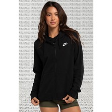 Nike Sportswear Full Zip Black Hoodie Fermuarlı Kapüşonlu Sweatshirt Siyah
