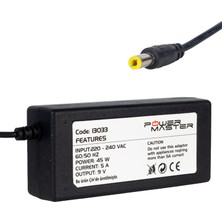 Powermaster PM-13033 9 Volt - 5 Amper 5.5*2.5 Uçlu Yazar Kasa/ Pos Makinesi Masaüstü Adaptör