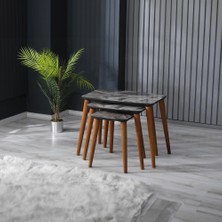 Mobiyus Mdf Ahşap Ayaklı Üçlü Zigon Sehpa