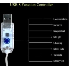 Bys Home 8 Modlu USB ile Çalışan Kumandalı Dekoratif Peri LED 10 Metre Sarı