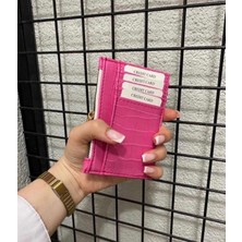 Shıkırtı  Kroko Desen Fermuar Cep Bölümlü Kadın Kartlık