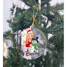 Bk Gift Kişiye Özel Karikatür Tasarımlı Şeffaf Pleksi Yılbaşı Ağaç Süsü- 7, Yeni Yıl Hediyesi, Resimli Ağaç Süsü