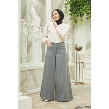 Neways 1162-DENIM Gri Pantolon Etek %98 Coton Kadınlar İçin Rahat ve Şık Tasarım