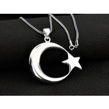 Takıhan Büyük Boy Şanlı Ay Yıldızımız Tasarımlı 925 Ayar Gümüş Kolye