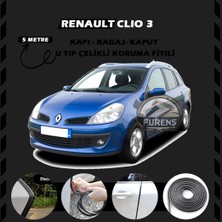 STS Oto Aksesuar Renault Clio 3 Oto Araç Kapı Koruma Fitili 5metre Parlak Siyah Renk