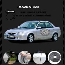 STS Oto Aksesuar Mazda 323 Oto Araç Kapı Koruma Fitili 5metre Parlak Siyah Renk