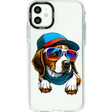 OSG iPhone 11 Uyumlu Köpek Desenli Darbe Emici Kamera Çerçeve Korumalı Şeffaf Kılıf