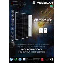 AE Solar Ae 480W-120 Hücreli Topcon-Monofacıal-Halfcut Güneş Paneli