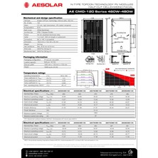 AE Solar Ae 480W-120 Hücreli Topcon-Monofacıal-Halfcut Güneş Paneli