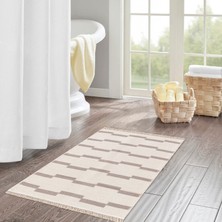 "homesteadart Rugs, Elegantwoven Koleksiyon Bej Pamuk-Polyester Kilim - Çift Taraflı ve Nefes Alabilir Yapıda, 30°c'de Makinede Yıkanabilir, Katlanabilir, Robot Süpürge Uyumlu - Çeşitli Ebatlar"