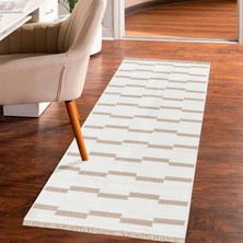 "homesteadart Rugs, Elegantwoven Koleksiyon Bej Pamuk-Polyester Kilim - Çift Taraflı ve Nefes Alabilir Yapıda, 30°c'de Makinede Yıkanabilir, Katlanabilir, Robot Süpürge Uyumlu - Çeşitli Ebatlar"