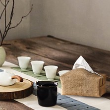Segolike Ev Oturma Odası Banyo Beyaz Için Keten Doku Kutusu Tutucu Kese Doku Kapağı (Yurt Dışından)