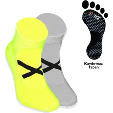 Limmon Store 2'li Yeşil Gri Yoga Pilates Çorap Set