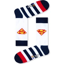 Limmon Store Superman Beyaz Renkli Çorap