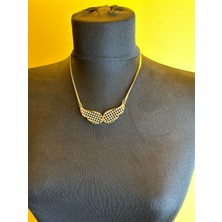 Gönülden Tasarım Çift Taraflı Melek Kanatlı Kolye Taş Işleme Boy 24