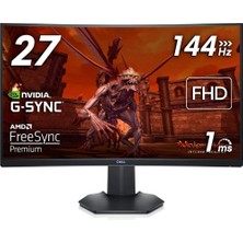 Dell S2721HGFA 27 Inç 144Hz 1ms (Hdmı + Display) Asansör G-Sync Curved Fhd Gaming Monitör