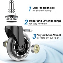 Fiona Ofis Koltuğu Tekerlekleri, Çalışma ve Oyun Koltuğu Için 3 Inç Yedek Yumuşak Sessiz Masa Tekeri Tekerlekler, Ağır Hizmet ve Güvenli (Yurt Dışından)