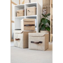 Art Bee Jüt Dolap Içi Organizer Takı, Makyaj, Banyo, Ofis Düzenleyici Kapaklı Saklama Kutusu 30X30X30 cm