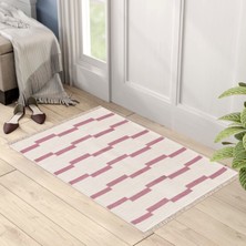 "homesteadart Rugs, Elegantwoven Koleksiyon Pembe Pamuk-Polyester Kilim - Çift Taraflı ve Nefes Alabilir Yapıda, 30°c'de Makinede Yıkanabilir, Katlanabilir, Robot Süpürge Uyumlu - Çeşitli Ebatlar"