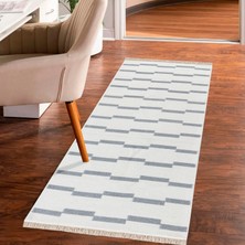 "homesteadart Rugs, Elegantwoven Koleksiyon Açık Gri Pamuk-Polyester Kilim - Çift Taraflı ve Nefes Alabilir Yapıda, 30°c'de Makinede Yıkanabilir, Katlanabilir, Robot Süpürge Uyumlu - Çeşitli Ebatlar"