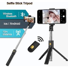 Ganbao Siyah Taşınabilir Kablosuz Selfie Çubukları Tripod Bluetooth Deklanşör Uzaktan Kumanda Katlanabilir Monopod Akıllı Telefon Standı Katlanabilir Teleskopik (Yurt Dışından)